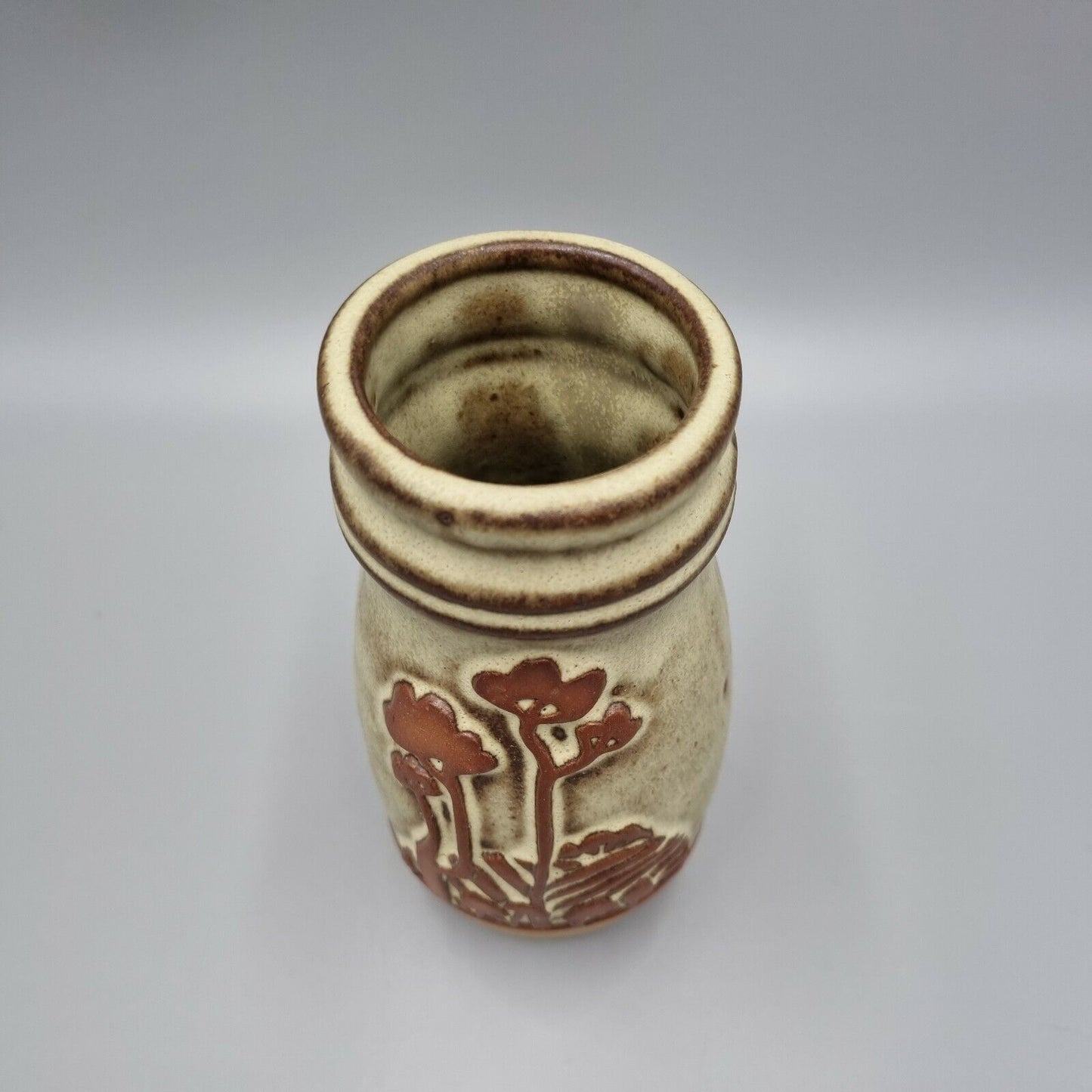 Vintage Tremar Studio Pottery Vase, Embossed Decoration, VGC.