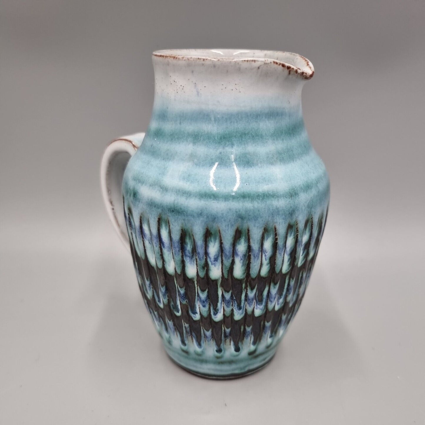 A Studio Pottery Jug By Dennis Lucas, Hastings, Incised Fish Makers mark to base