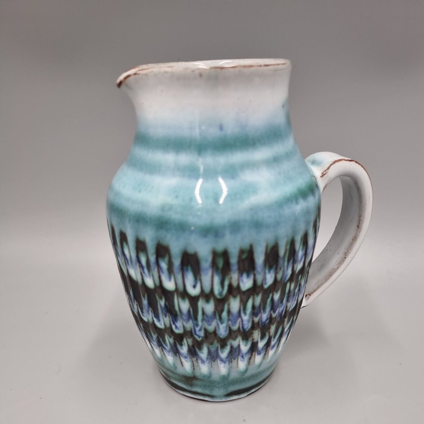 A Studio Pottery Jug By Dennis Lucas, Hastings, Incised Fish Makers mark to base