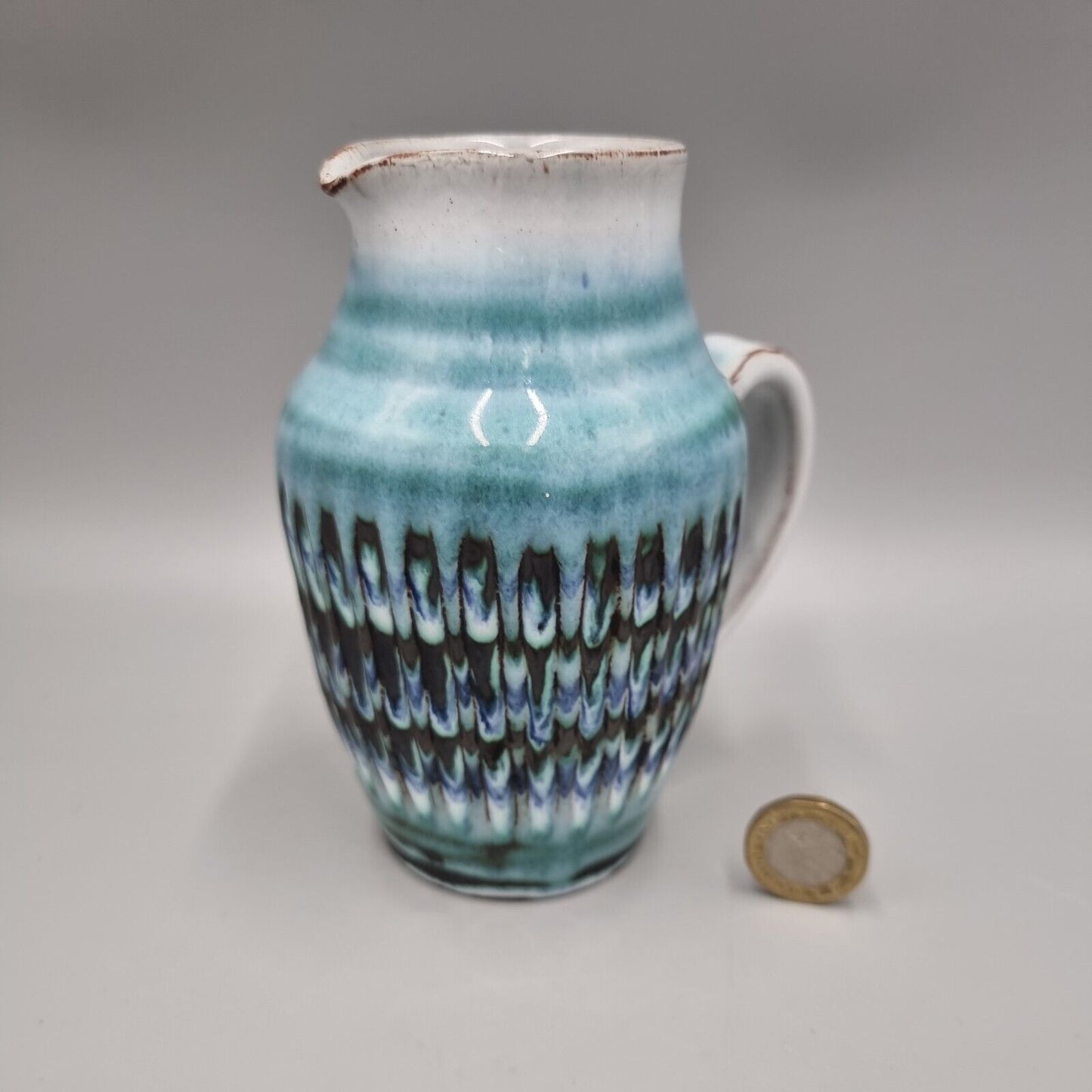 A Studio Pottery Jug By Dennis Lucas, Hastings, Incised Fish Makers mark to base