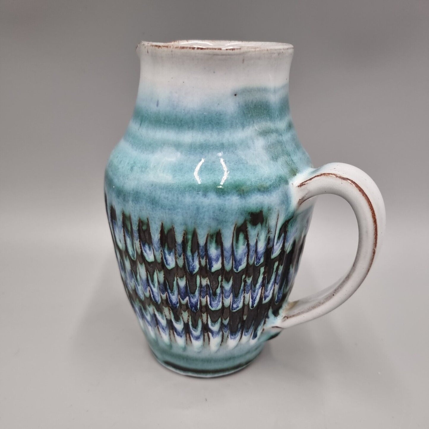 A Studio Pottery Jug By Dennis Lucas, Hastings, Incised Fish Makers mark to base