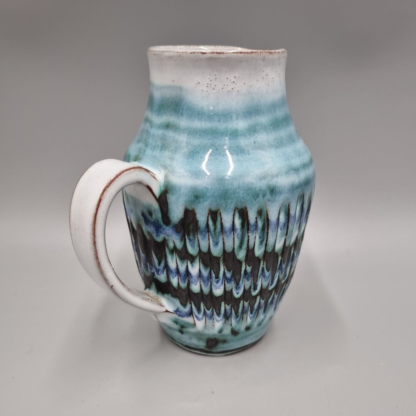 A Studio Pottery Jug By Dennis Lucas, Hastings, Incised Fish Makers mark to base
