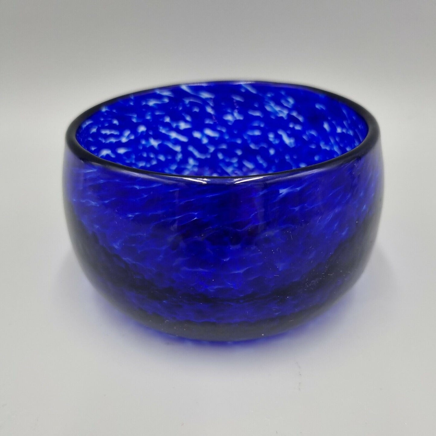 TVG, House of Marbles, Teign Valley Glass Dappled Blue Bowl. Signed.