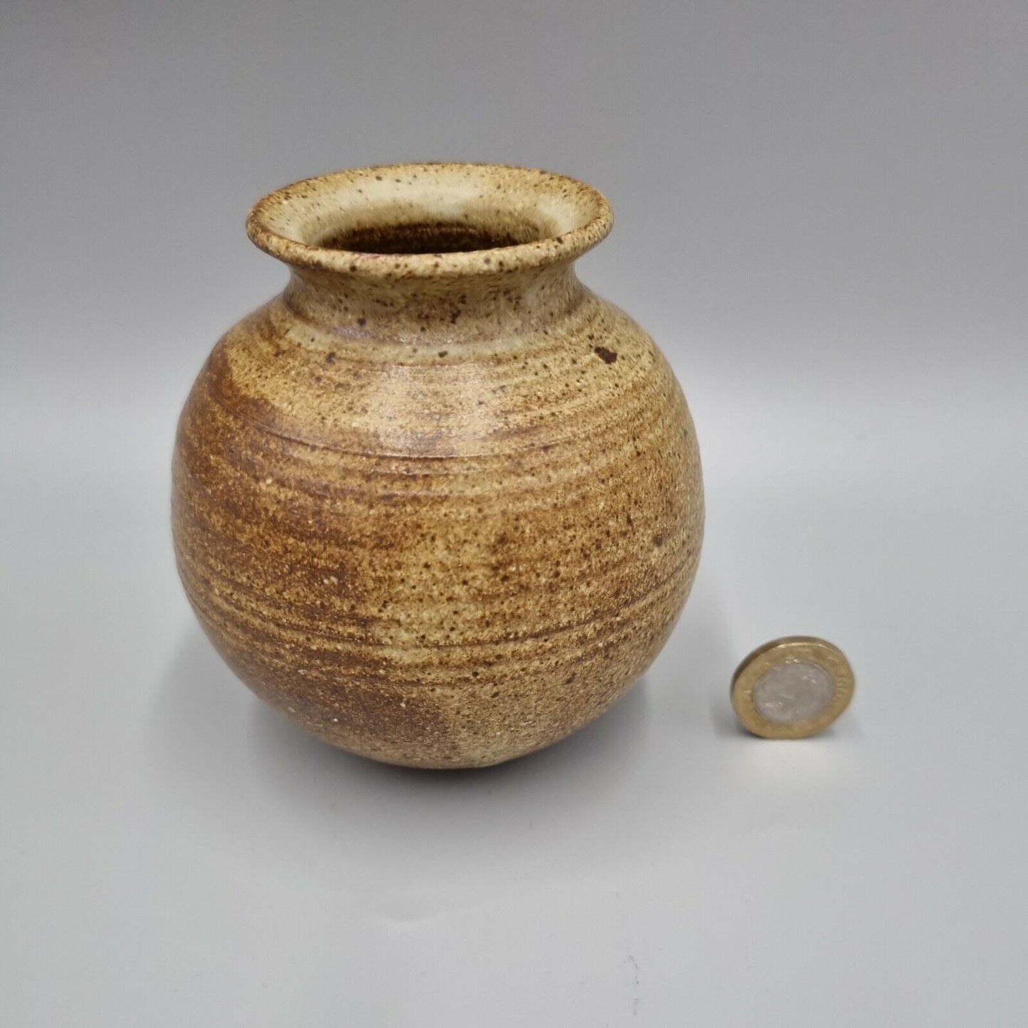 A Studio Pottery Bulb Vase, H = 9cm, Ankh Mark Impressed to base