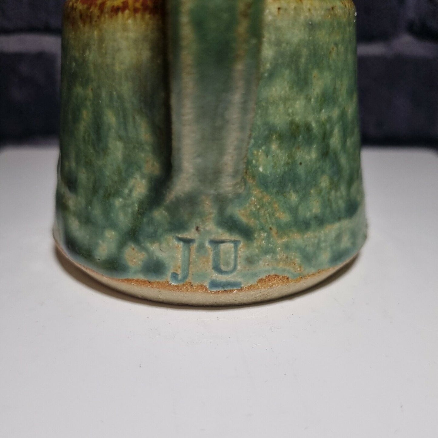 Vintage Janet Upton, Slindon Pottery Studio, Green / Brown Jug, 9cm Tall.