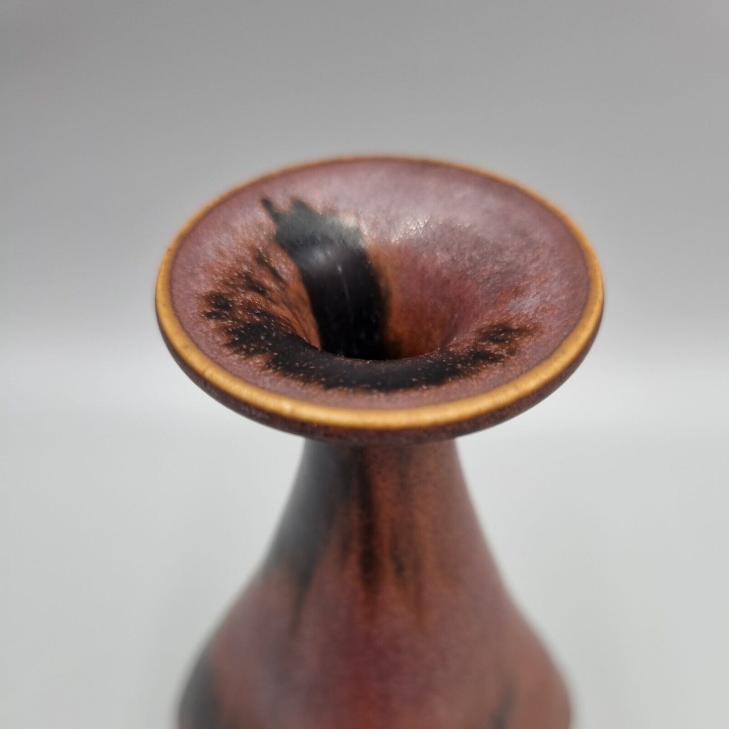 Unique Stoneware Vase By Stig Lindberg For Gustavsberg, ~1969, Tenmoku Glaze.