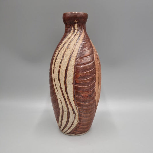 A Studio Pottery Bottle Vase, Impressed Two Hands 'AC' Makers Mark. VGC.