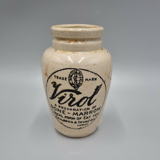 A Vintage Virol Stoneware Jar, Bone-Marrow, TRADE MARK version