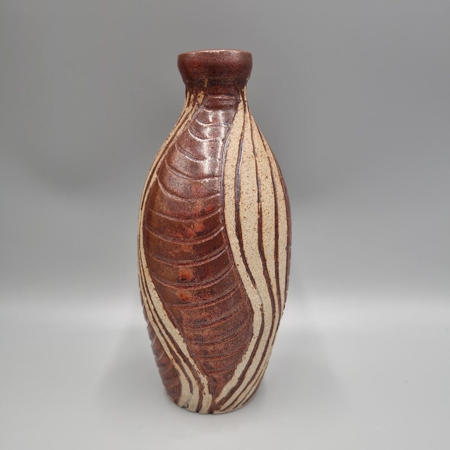 A Studio Pottery Bottle Vase, Impressed Two Hands 'AC' Makers Mark. VGC.