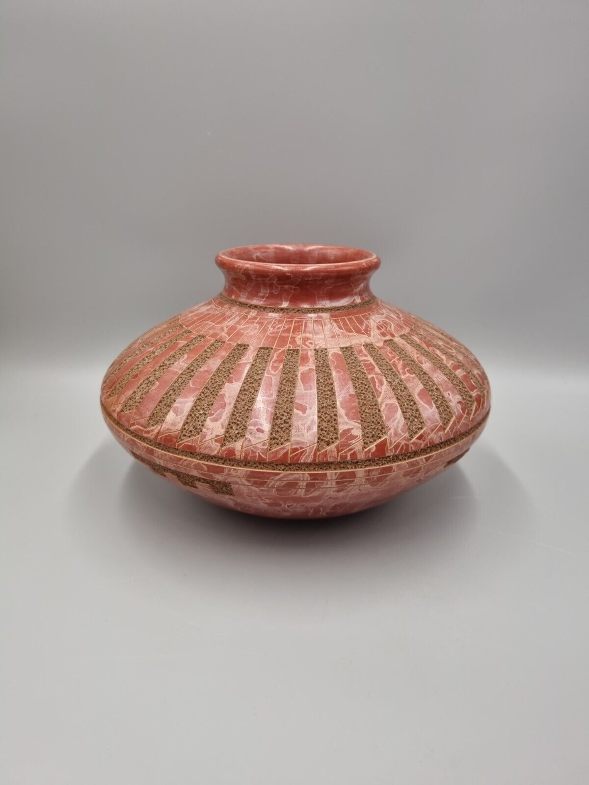 A Nicaraguan Art Pottery Carved Large Earthenware Vase By Paula Gutierrez.