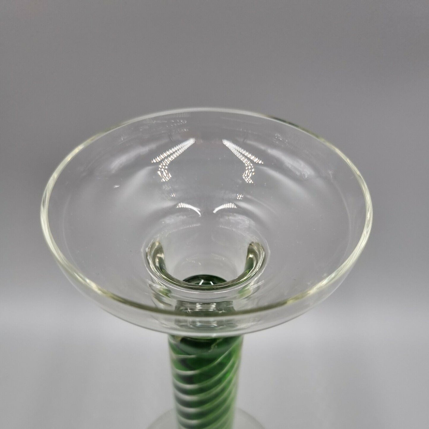 A Villeroy & Boch 'TOSCA' Green Spiral Glass - Tall Candle Stick Holder H - 22cm