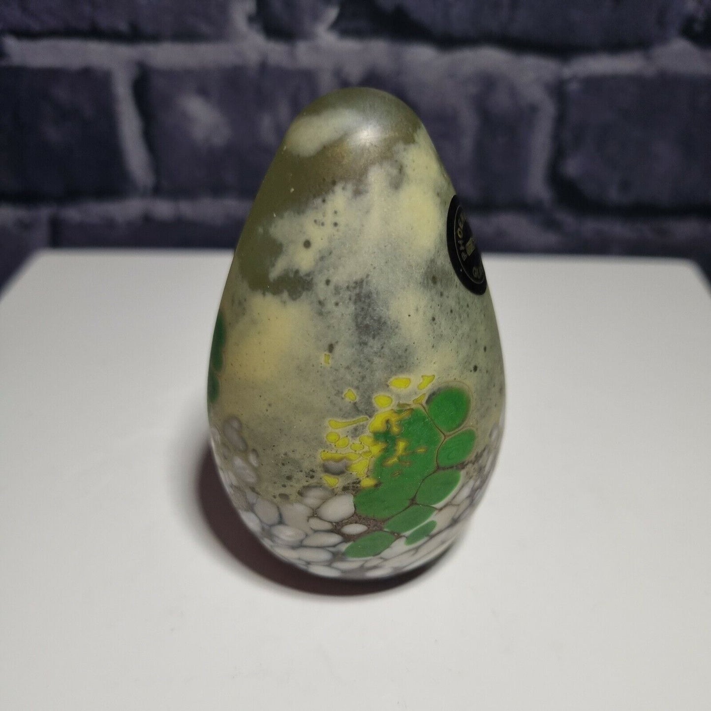 Phoenician Art Glass Malta Paperweight Egg Shaped, hand painted Signed.