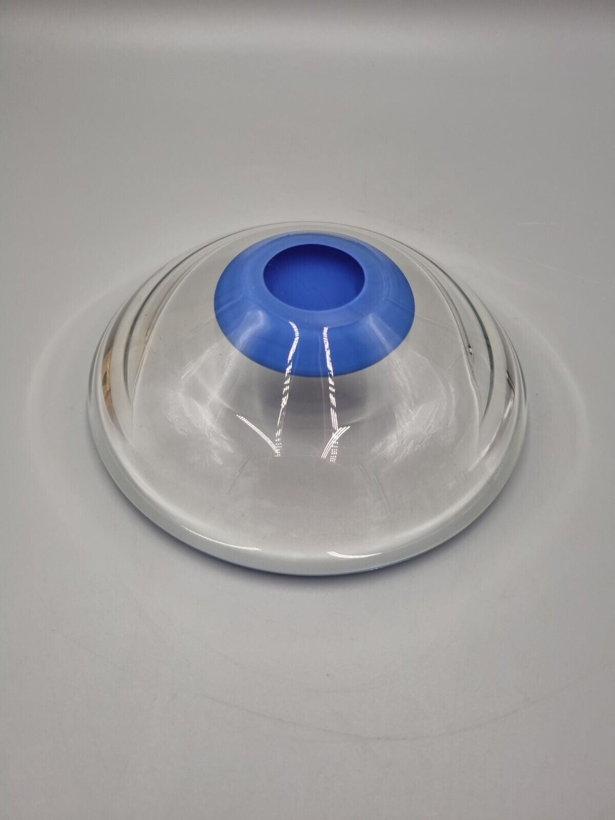 A Studio Art Glass Bowl, Blue Disc, Unmarked.