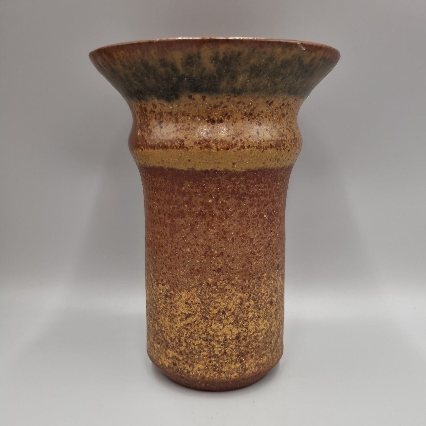 A Peter Lane Studio Pottery Flared Mouth Cylinder Vase, Incised Signature, VGC.