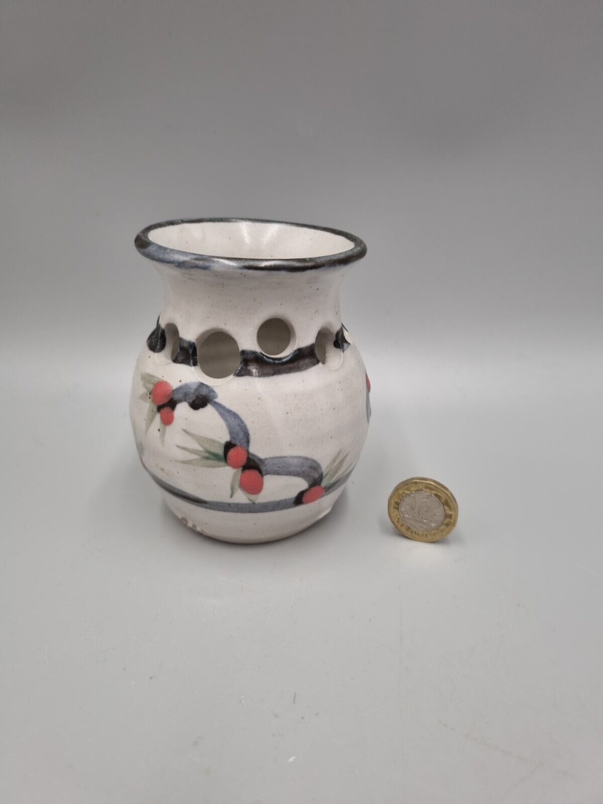 Richard Champion, Studio Pottery, Pierced vase. VGC, Monkleigh Pottery.