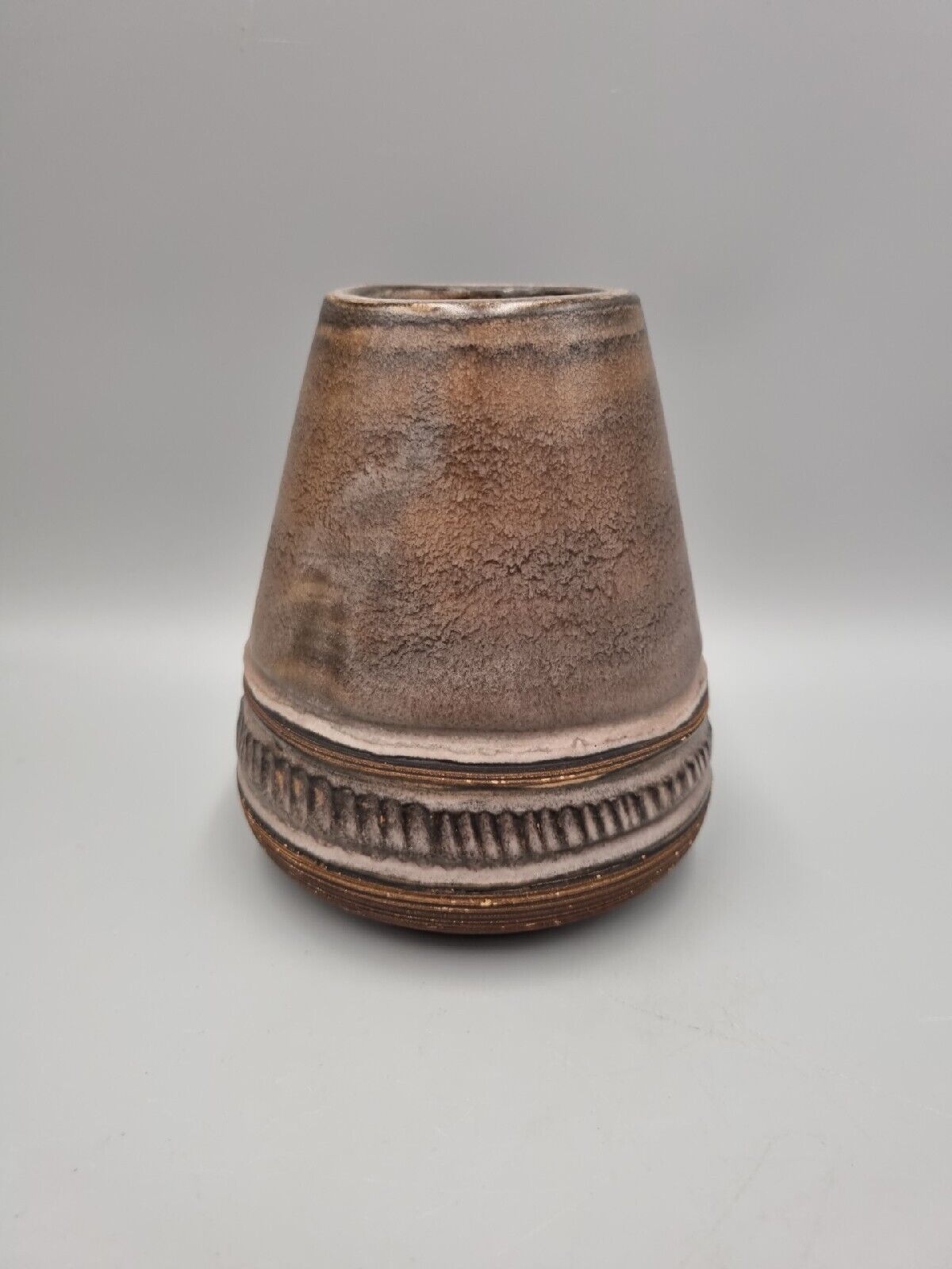 A Vintage Studio Ceramic 'Cone' Vase By Irma Yourstone, Signed, Swedish.