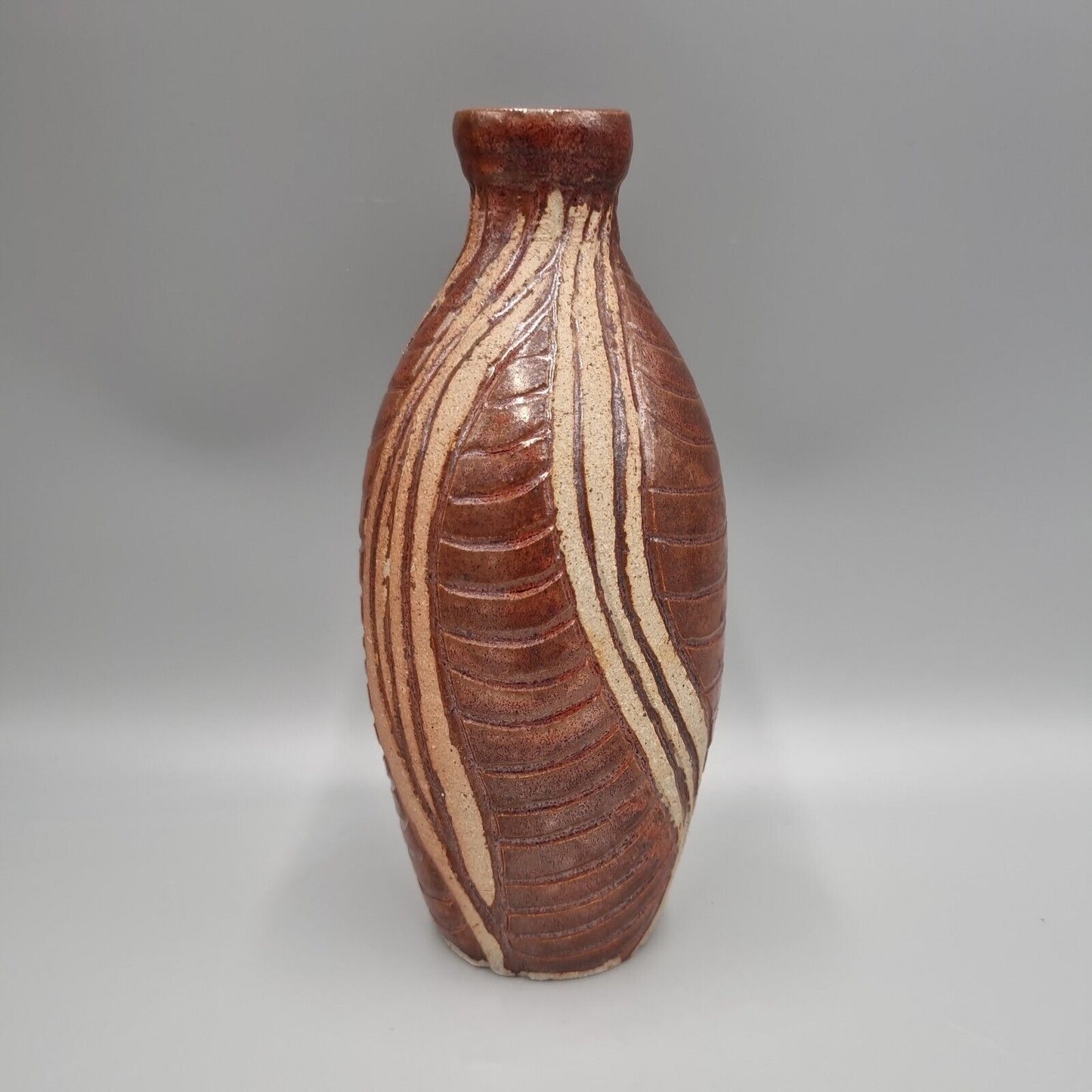 A Studio Pottery Bottle Vase, Impressed Two Hands 'AC' Makers Mark. VGC.