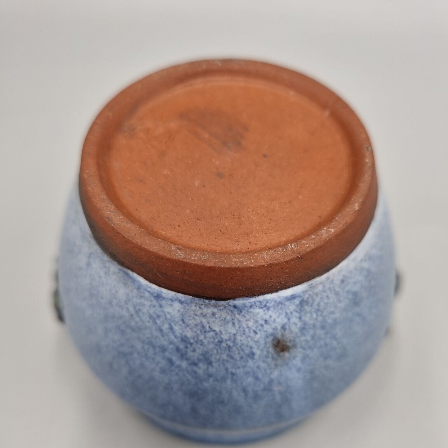 A Studio Pottery Small Pot/Vase/Plant Pot With Leaf Decoration, Incised 'B'.