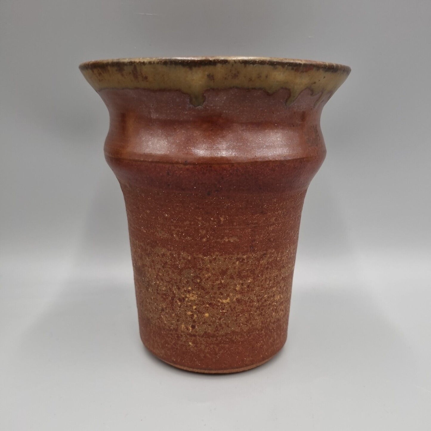 A Peter Lane Studio Pottery Flared Mouth Cylinder Vase, Incised Signature, VGC.