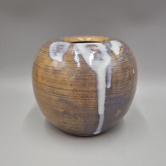 A Dartington Studio Pottery Moon Vase With Drip Glaze.