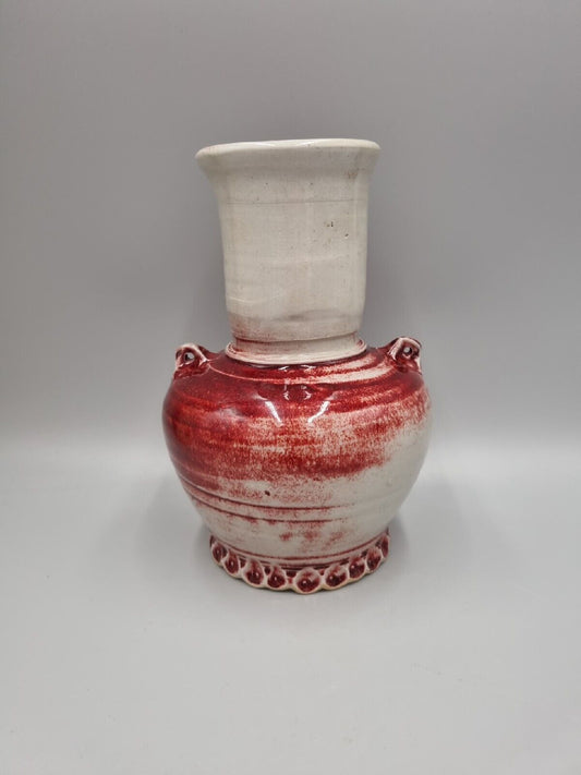 A Vintage Studio Pottery Red Flambe Glaze Vase, Unmarked.