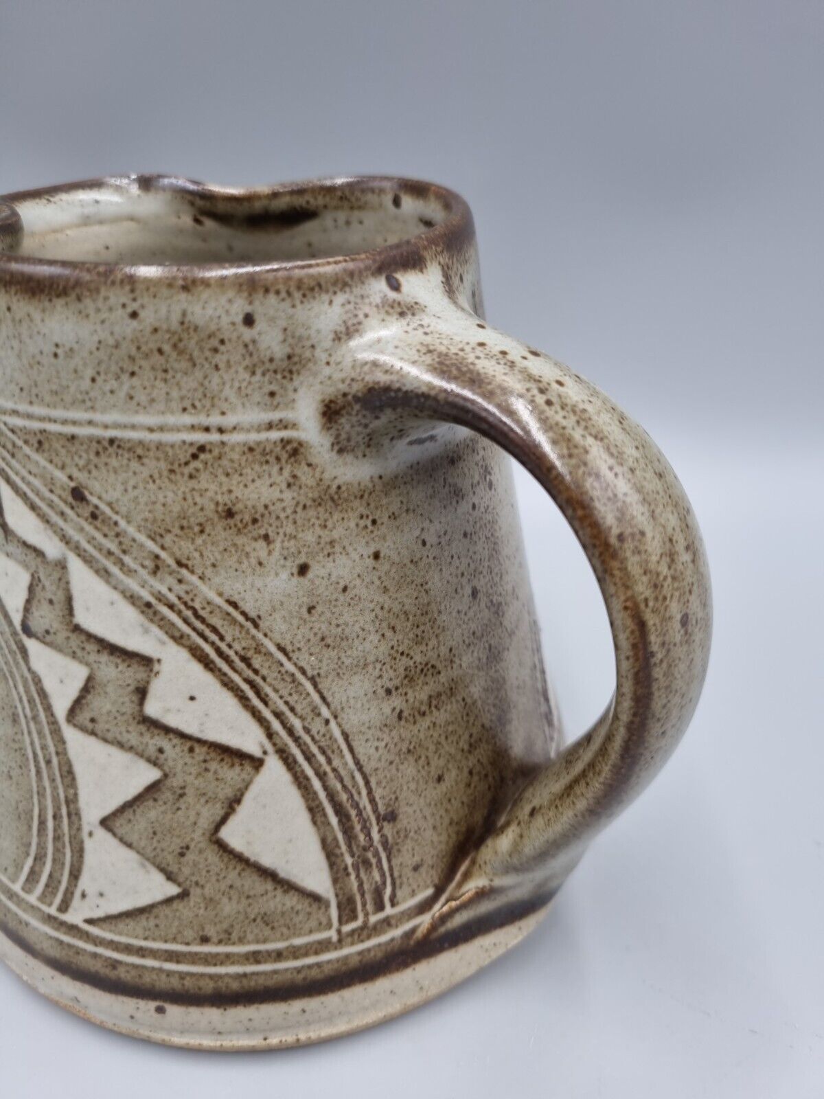 A Studio Pottery Cone Jug Geometric Design, By Chris Lewis.