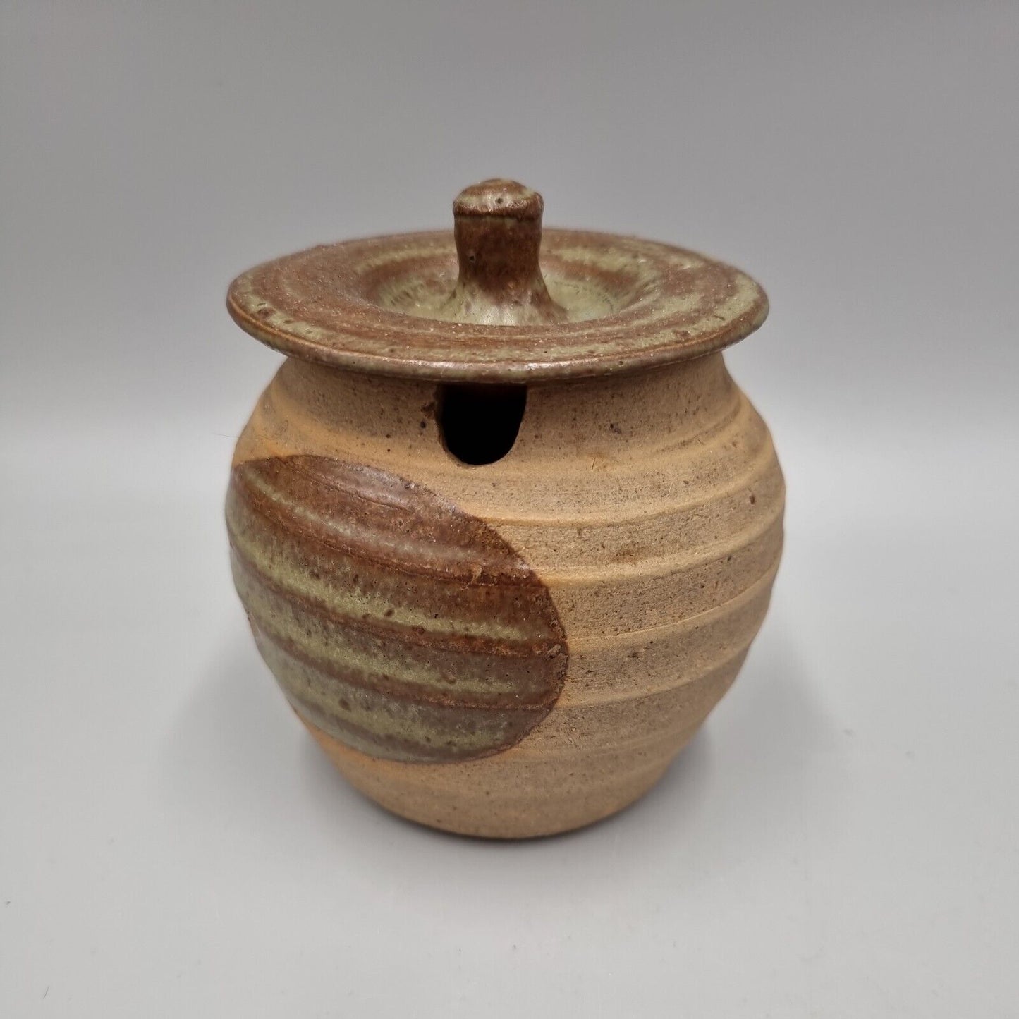 An Alan Brough Studio Pottery Lidded Condiment Pot. Leach Pottery Connection.