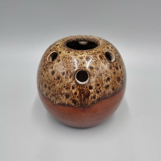 Churston Pottery Devon Posy Vase Brown Mottled Finish