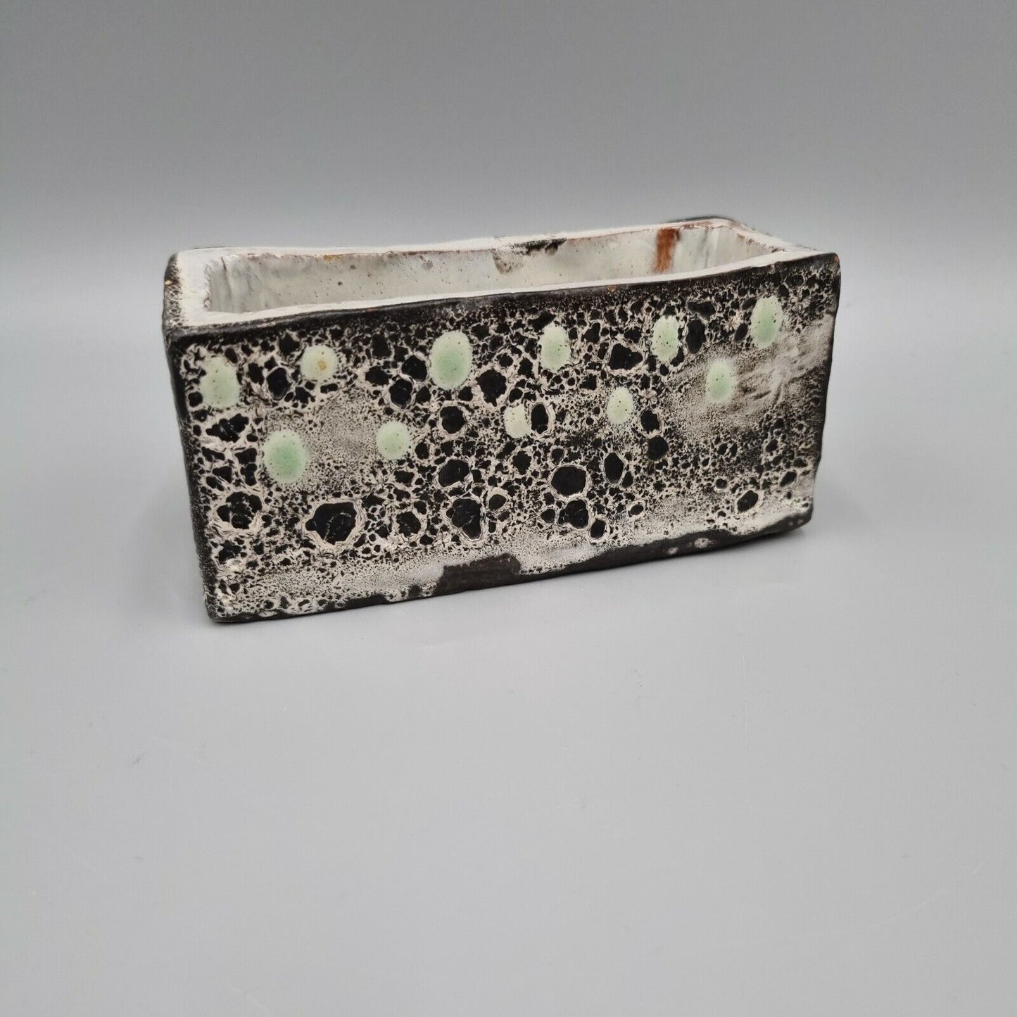 A Pottery Slab Vase, Rectangular Abstract Decoration. VGC.