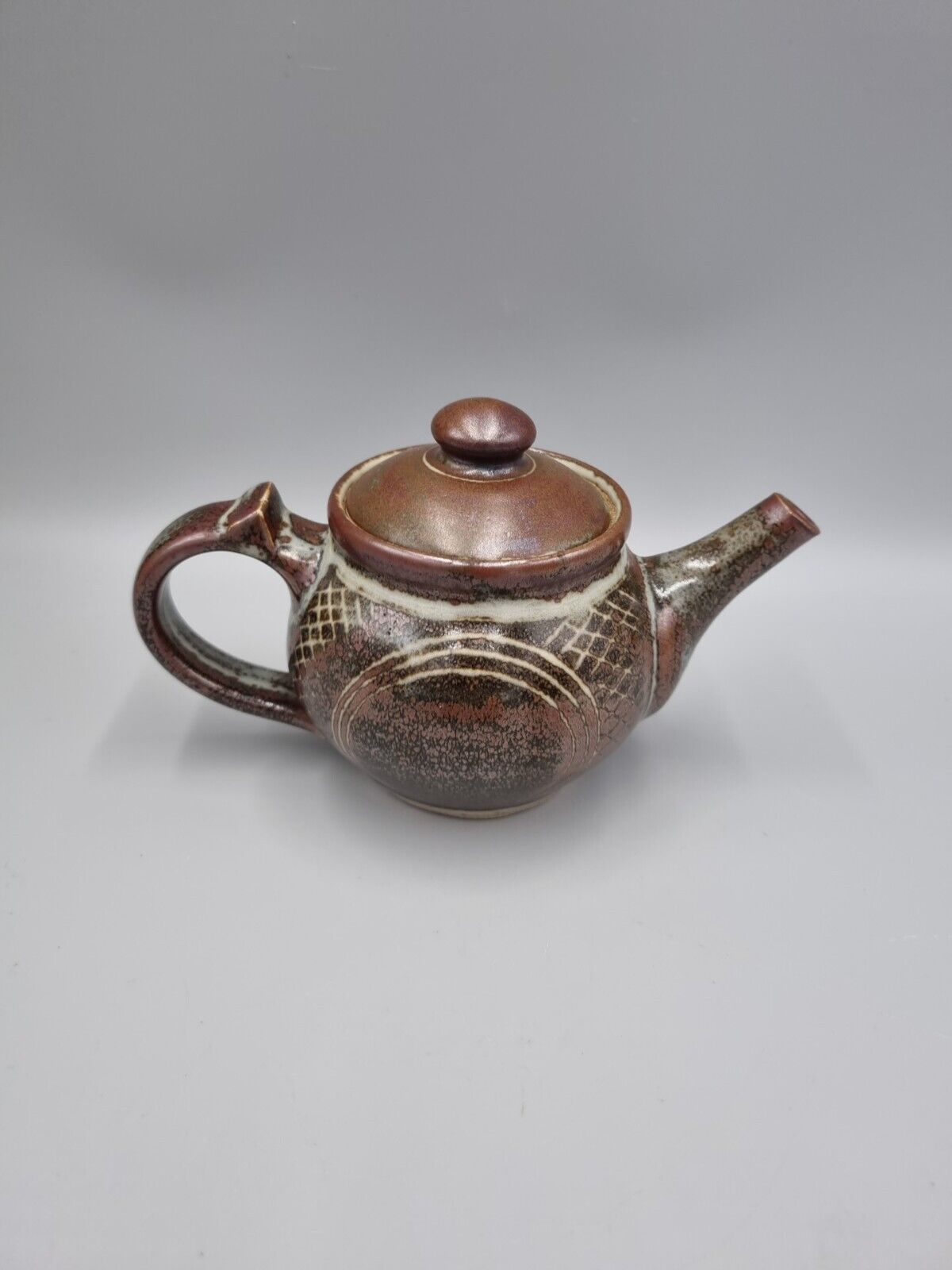 A Small Studio Pottery Teapot, Geometric Decoration By Chris Lewis.