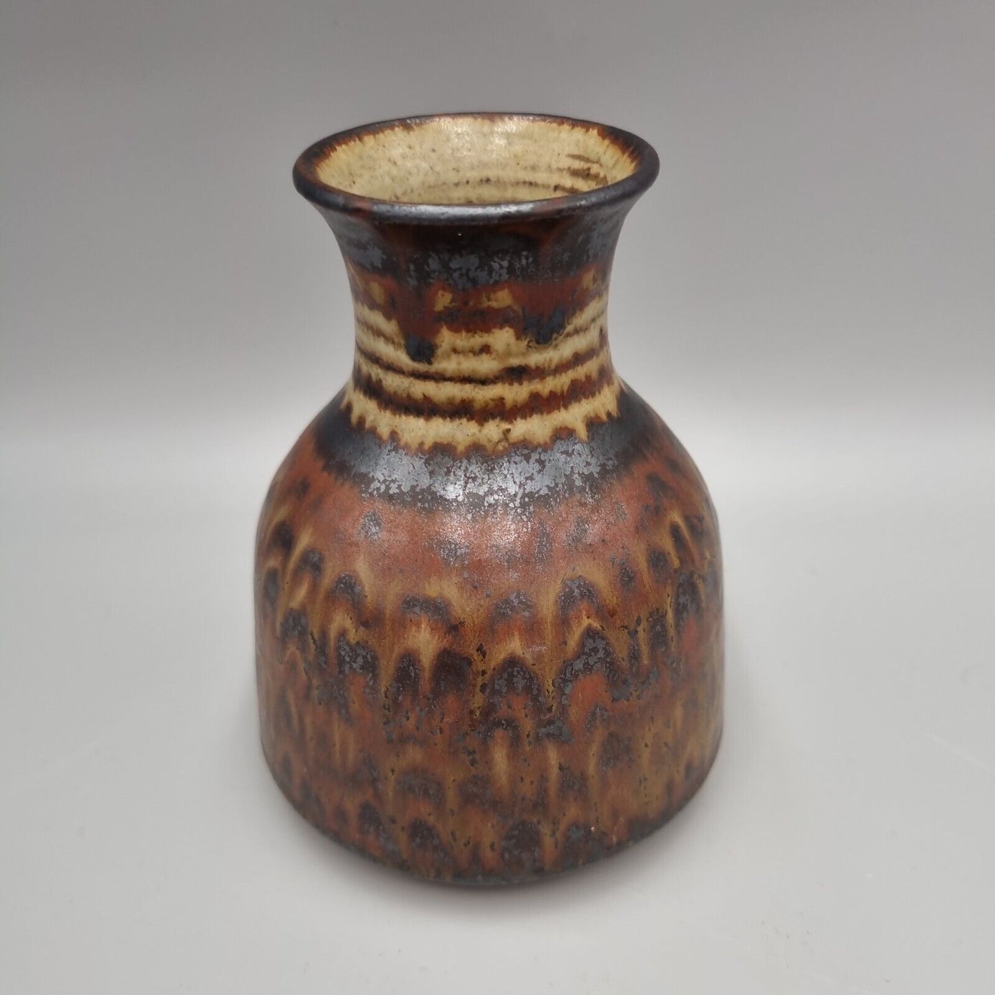 A Peter Lane Studio Pottery Squat Vase, Incised Signature, VGC.