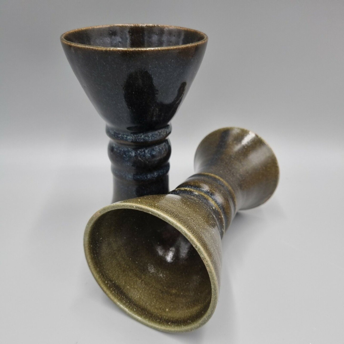 A Pair of Lodden Studio pottery Goblets, H - 15.5cm.