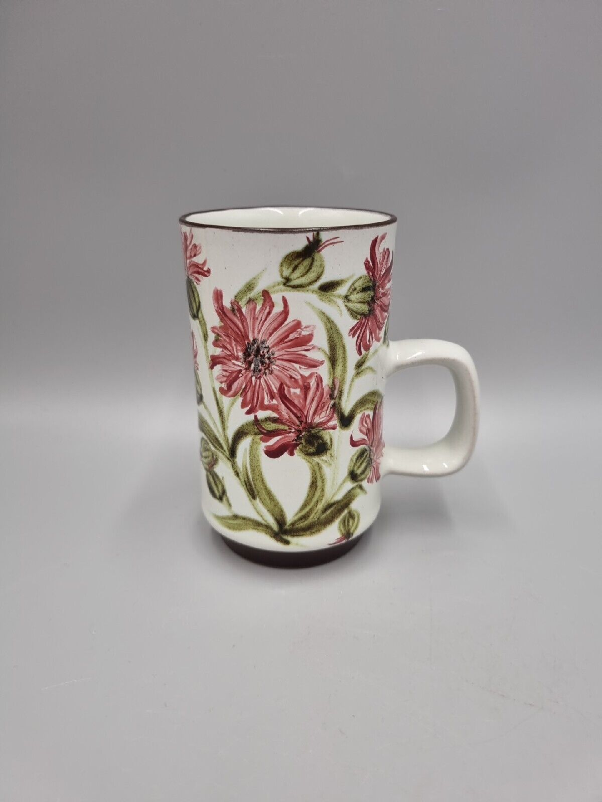 A Tall Stoneware Denby Mug With Floral Design. VGC.