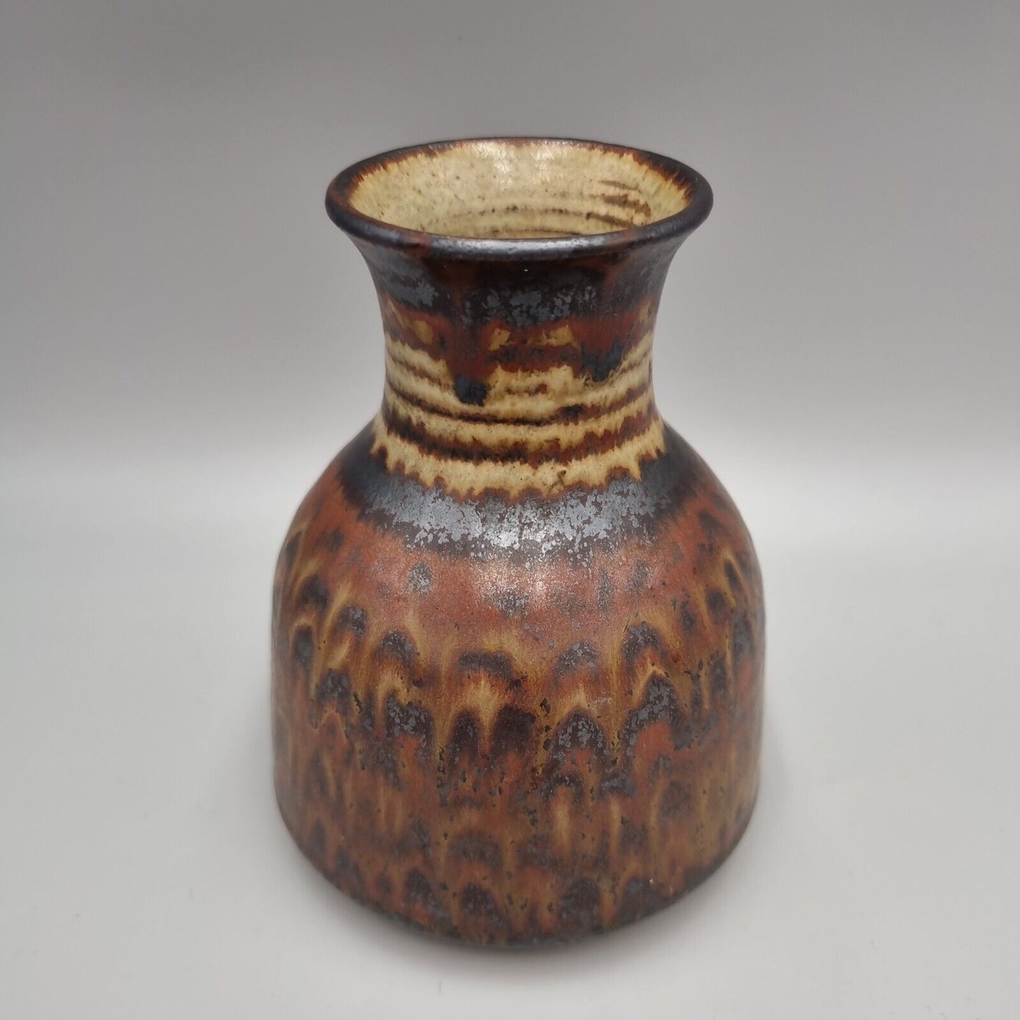 A Peter Lane Studio Pottery Squat Vase, Incised Signature, VGC.