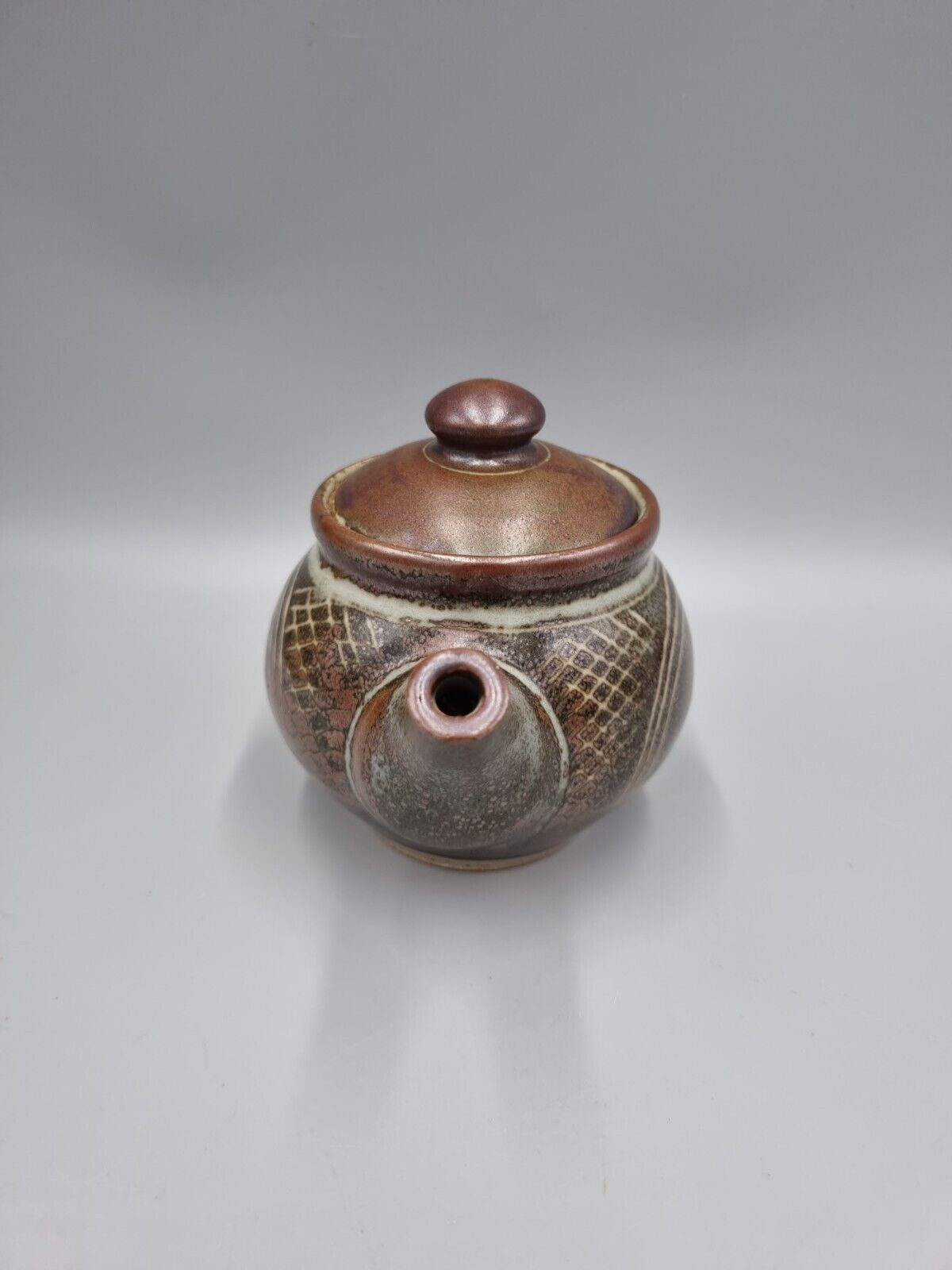 A Small Studio Pottery Teapot, Geometric Decoration By Chris Lewis.