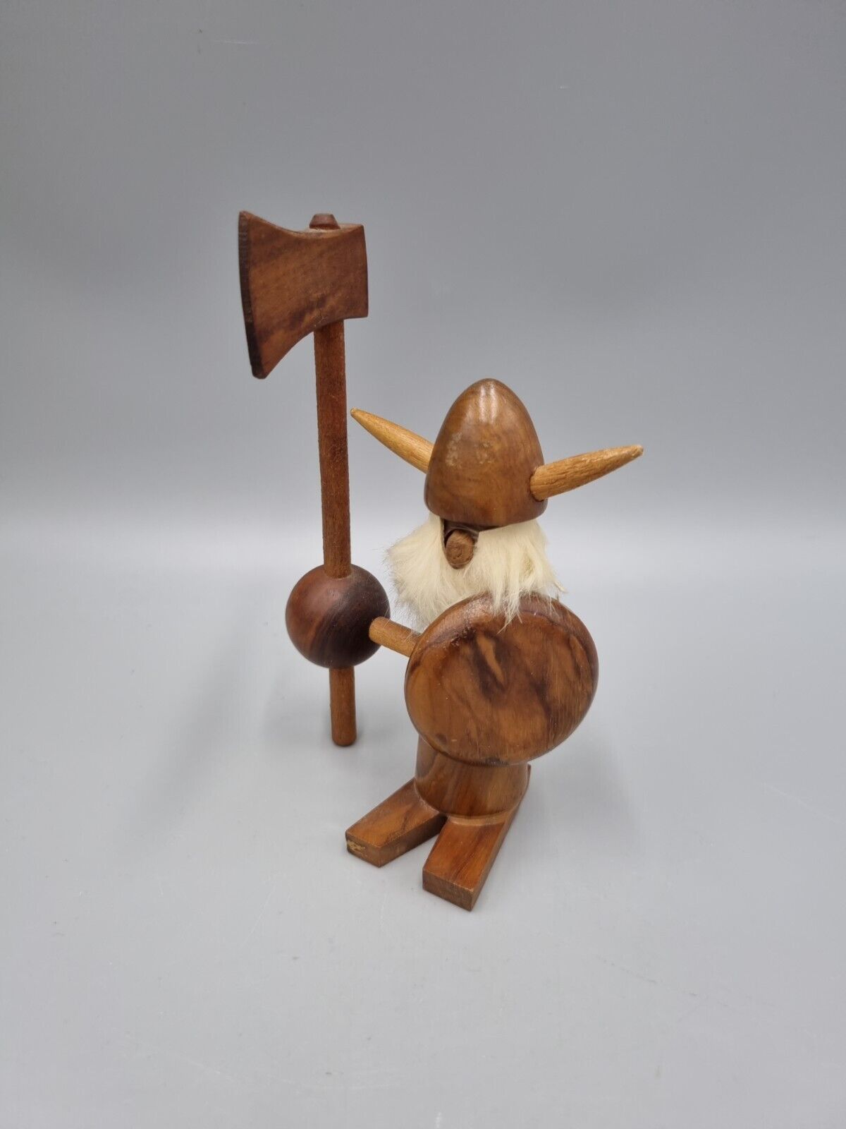 A Vintage Oliv-Art Wooden Stylised Viking Warrior With Axe. Chip Chop...