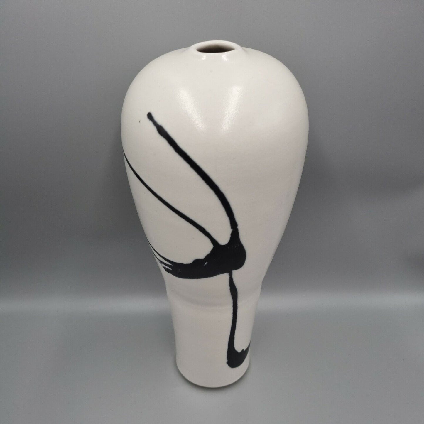 Christine Anne Richards - Studio Pottery Porcelain Vase Black Abstract Splash