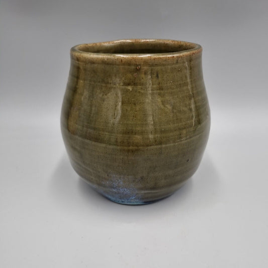 A Studio Pottery Bowl, / Brush Pot Incised To Base 'HJ' - Jackson?. VGC.