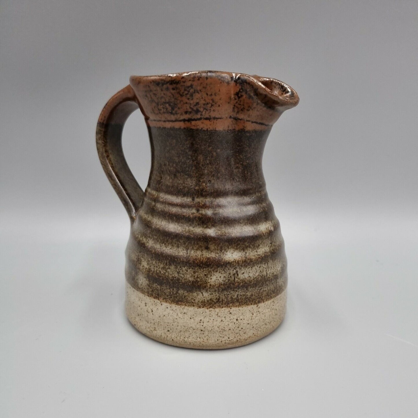 A John Jelfs Studio Pottery Small Banded Stoneware Jug / Pitcher, Swan Mark