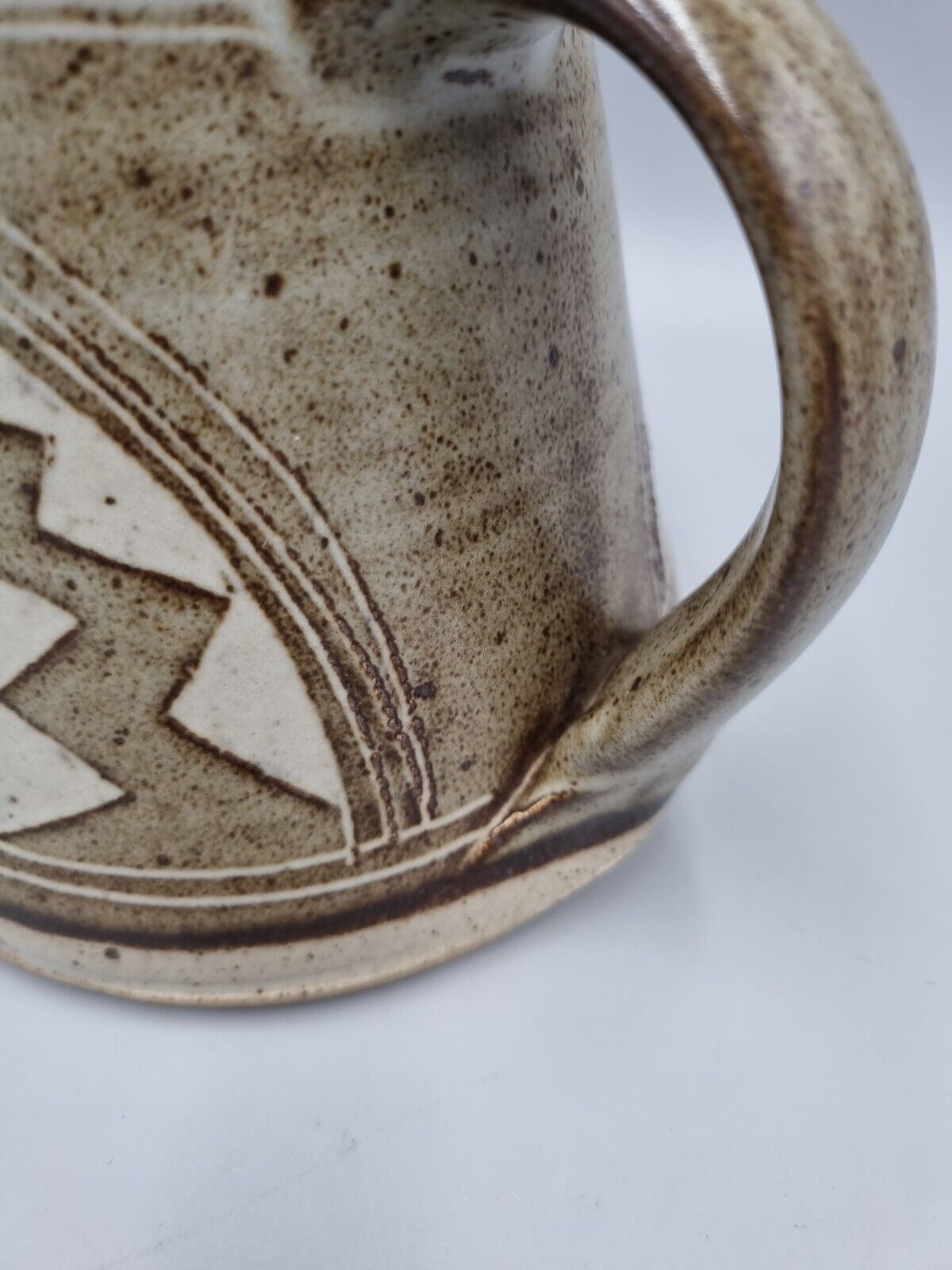 A Studio Pottery Cone Jug Geometric Design, By Chris Lewis.