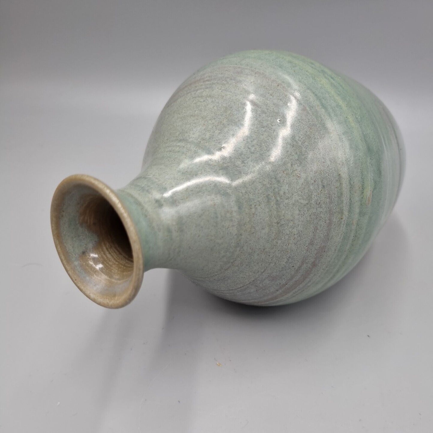 A Glazed Stoneware Studio Pottery Baluster Vase, Incised To Base.