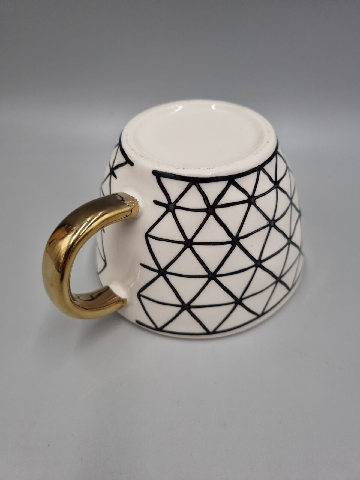 A G Decor Ventura Glazed Geometric Irregular Ceramic Mug Gold Handle, 250 ml