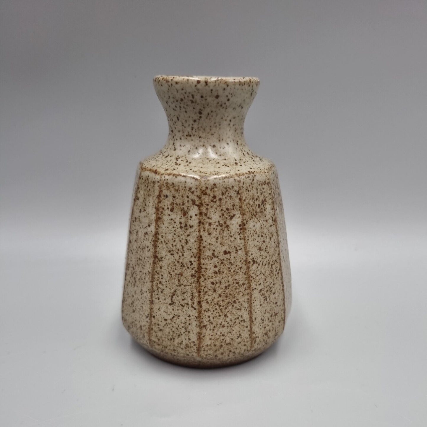 A Carved Conical Studio Pottery Posy / Bud Vase, Impressed Mark To Base, VGC.