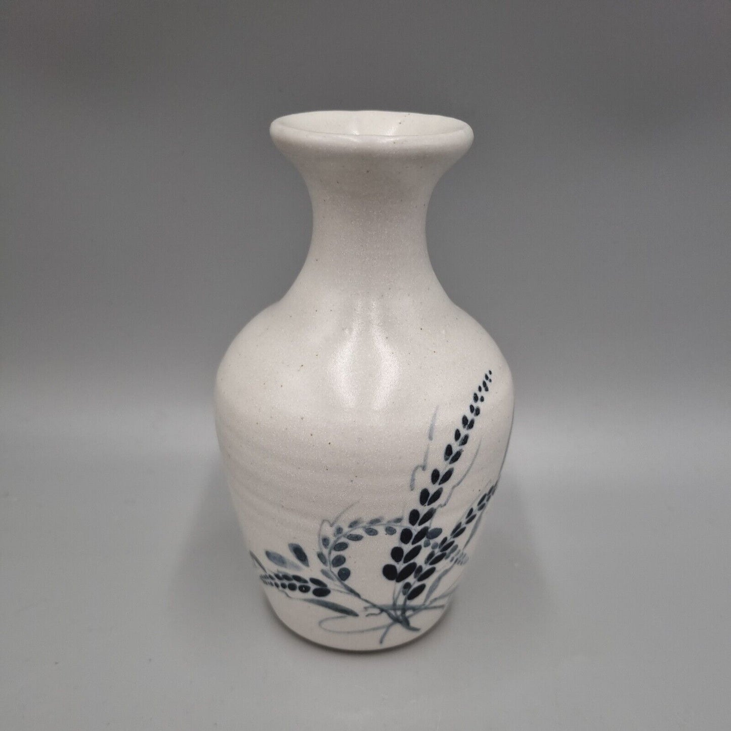 A Studio Pottery blue And White Waisted Neck Vase, Impressed 'Pot' Mark To Base.