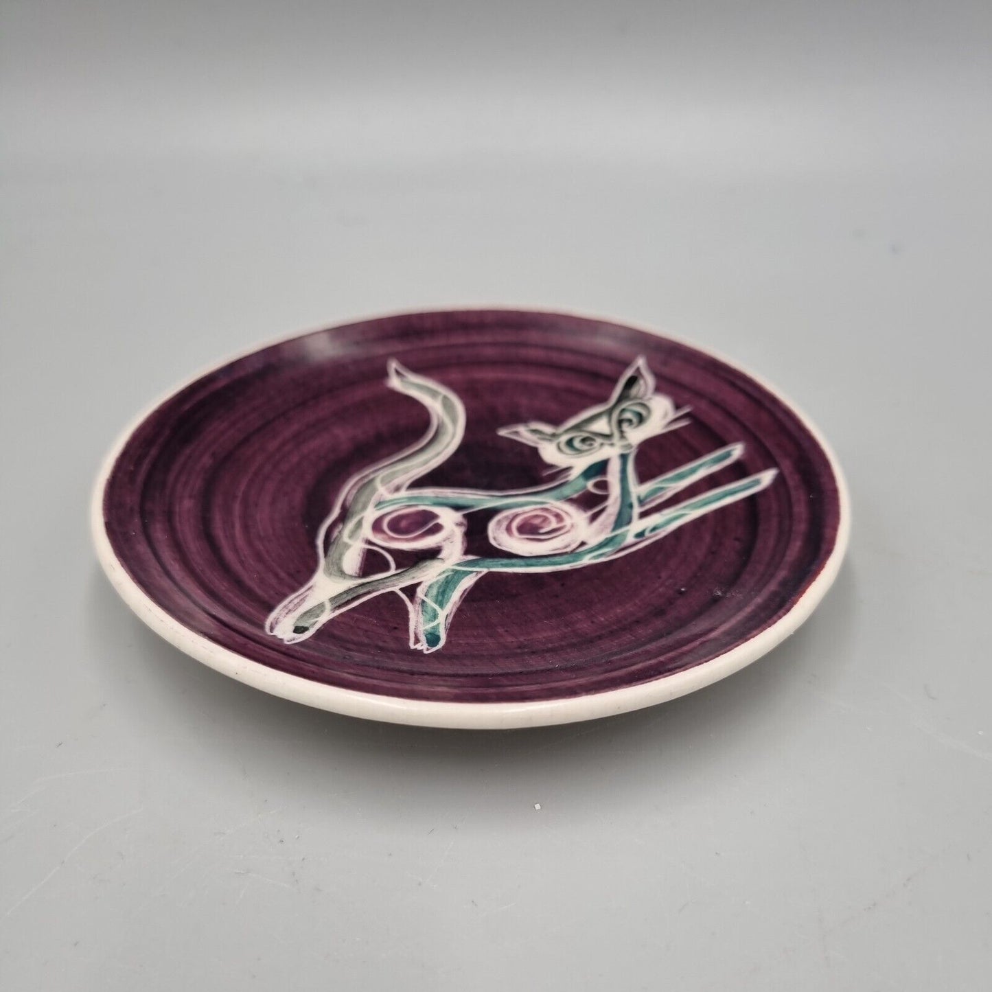 A Jo Lester Isle Of Wight Pottery, 1950s - 1970s, Cat Pin Dish, VGC.