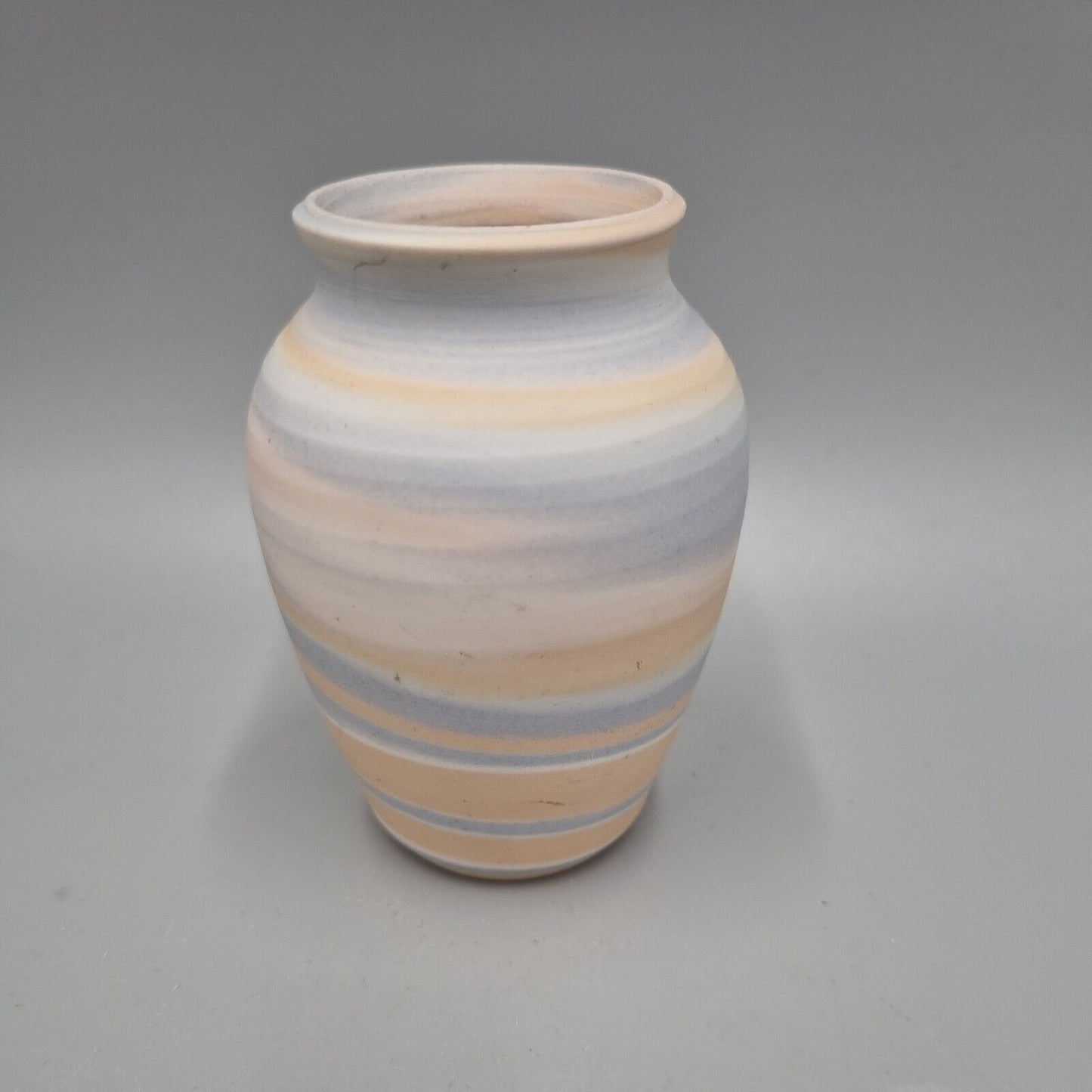 Pale Blue And Orange POG Studio Pottery Inverted Baluster Bud / Posy Vase, VGC.