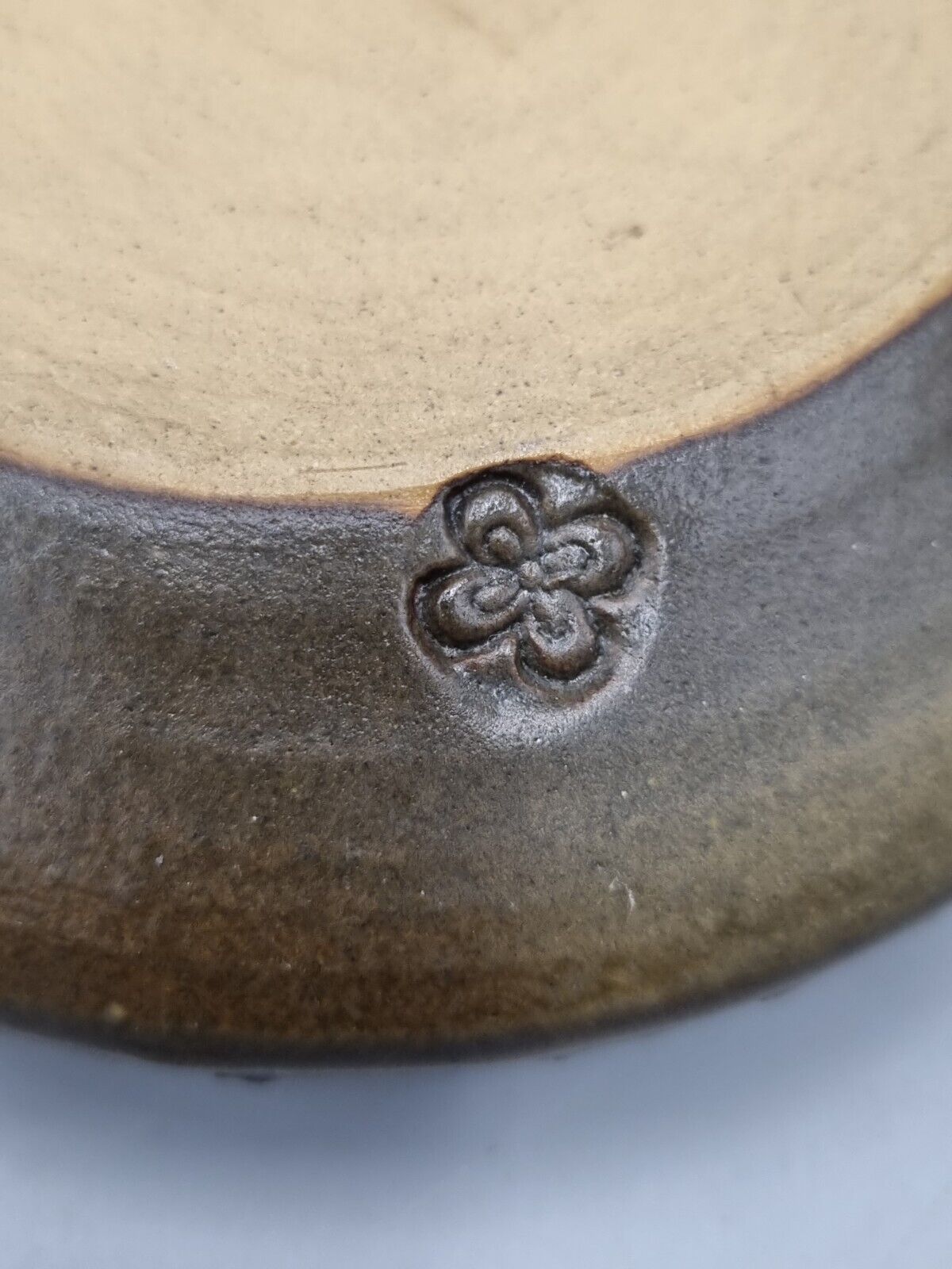 A  Studio Pottery Pierced Shallow Bowl, Impressed Flower Mark.