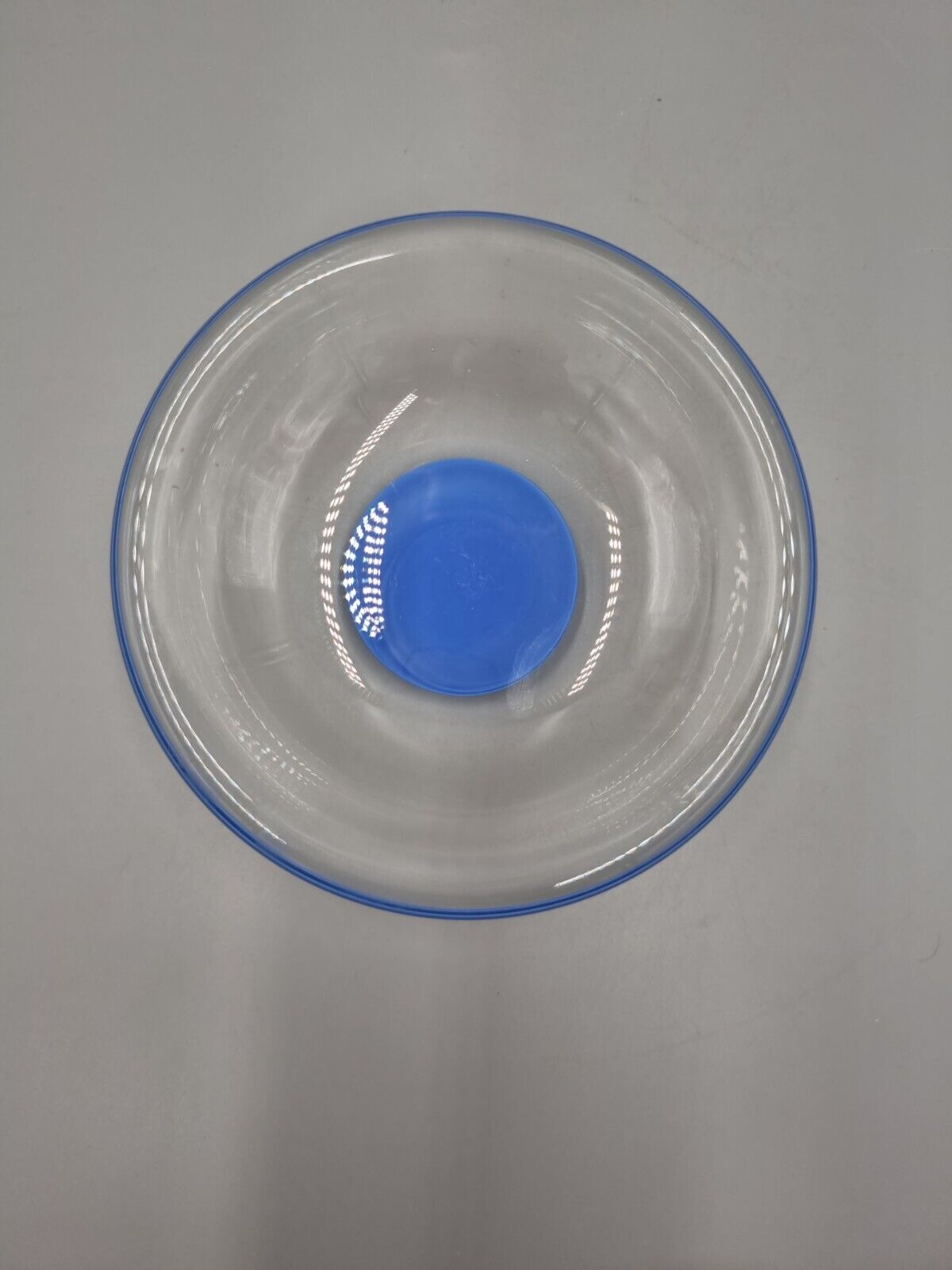 A Studio Art Glass Bowl, Blue Disc, Unmarked.