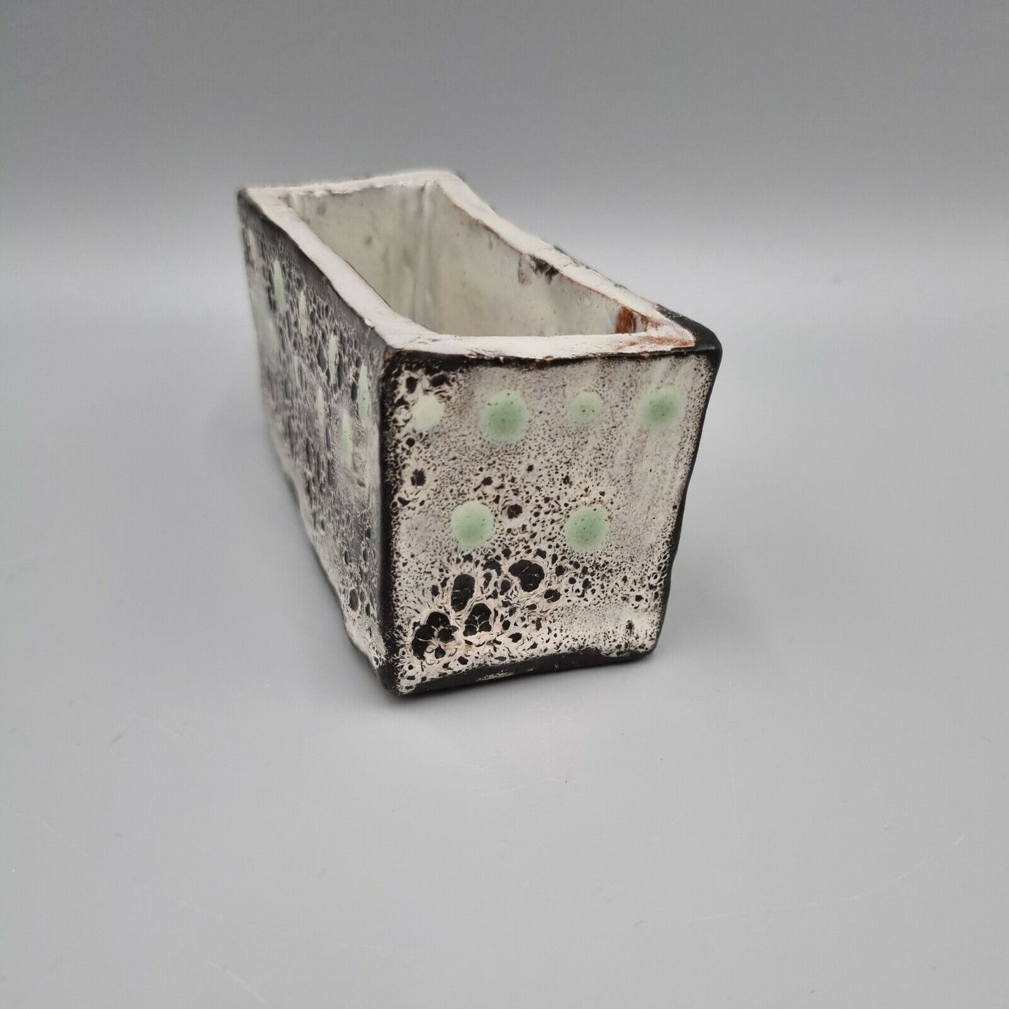 A Pottery Slab Vase, Rectangular Abstract Decoration. VGC.