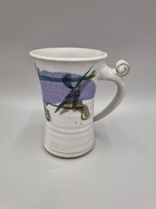 A Stoneware Studio Pottery Mug, Signed, Abstract Design.